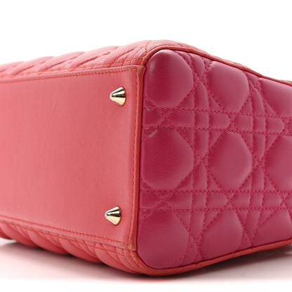 Christian Dior Lambskin Cannage Medium Bi-Color Lady Dior Orange Fuchsia 10 of 15
