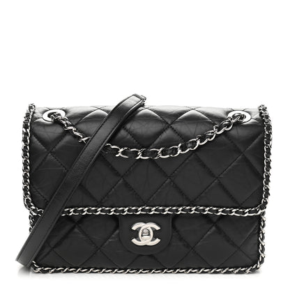Chanel Crumpled Calfskin Medium Chain All Over Flap Black 1 of 9