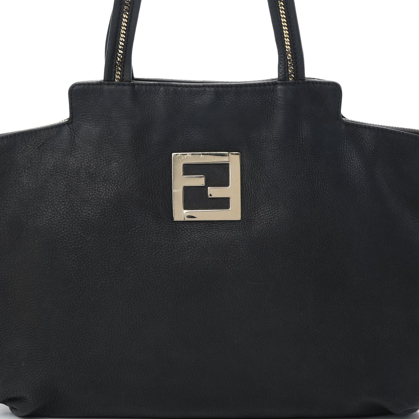 Metallic Nubuck Medium Chains Tote Black