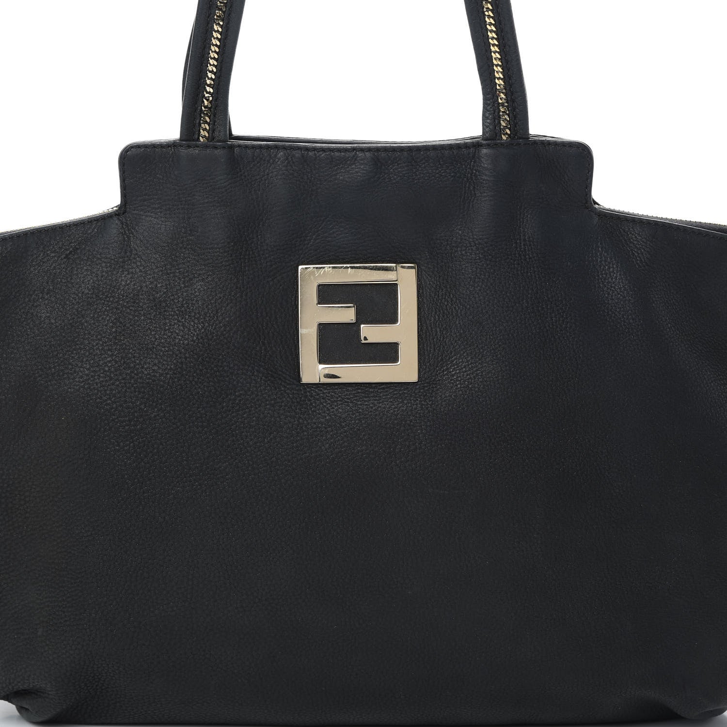 Fendi Metallic Nubuck Medium Chains Tote Black 8 of 14