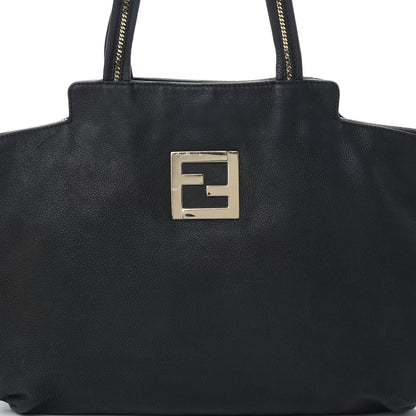 Fendi Metallic Nubuck Medium Chains Tote Black 8 of 14