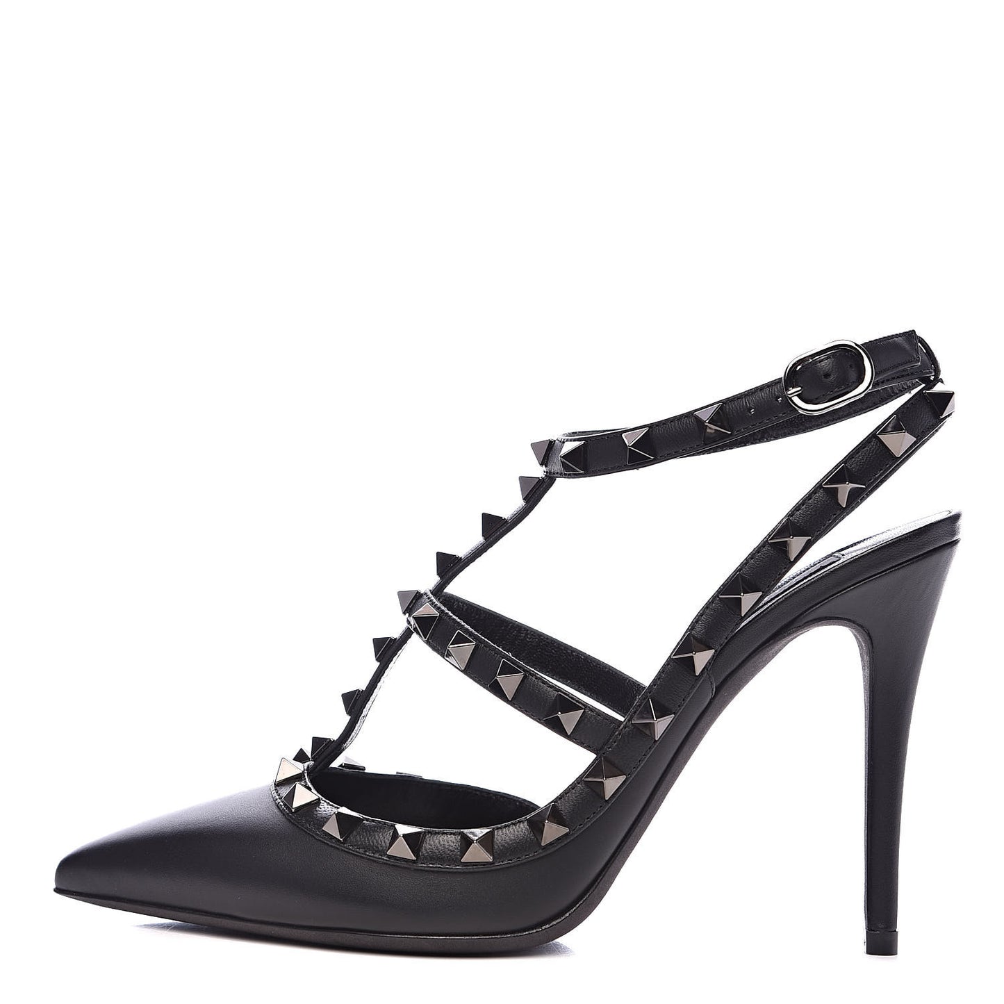 Nappa Rockstud Ankle Strap Pumps 38 Black