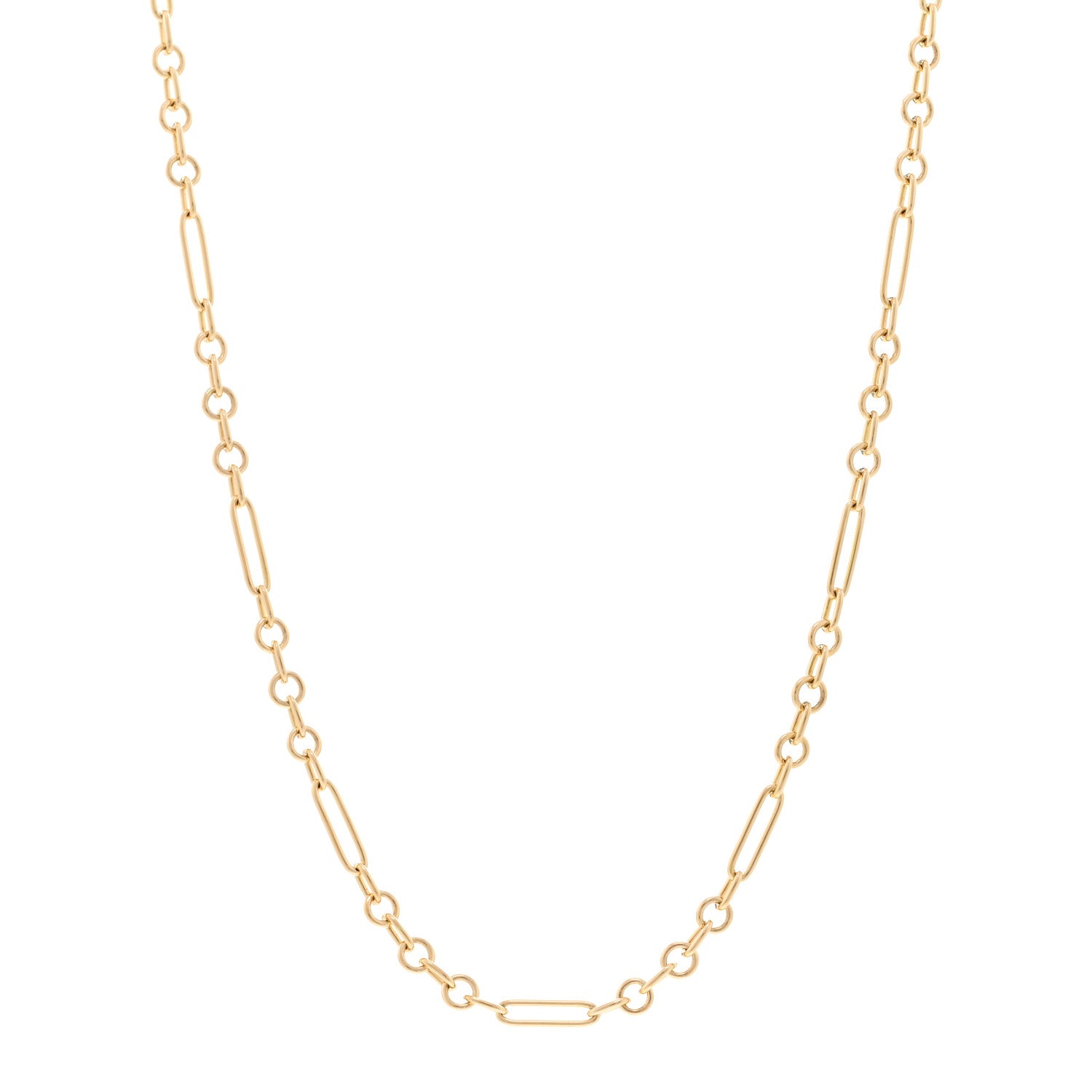 Foundrae 18K Yellow Gold Fine Mixed Clip Chain Necklace 1 of 4