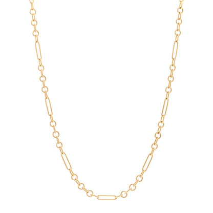 Foundrae 18K Yellow Gold Fine Mixed Clip Chain Necklace 1 of 4