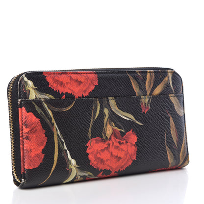 Dolce & Gabbana Dauphine Floral Print Zip Around Wallet Red Black 3 of 10