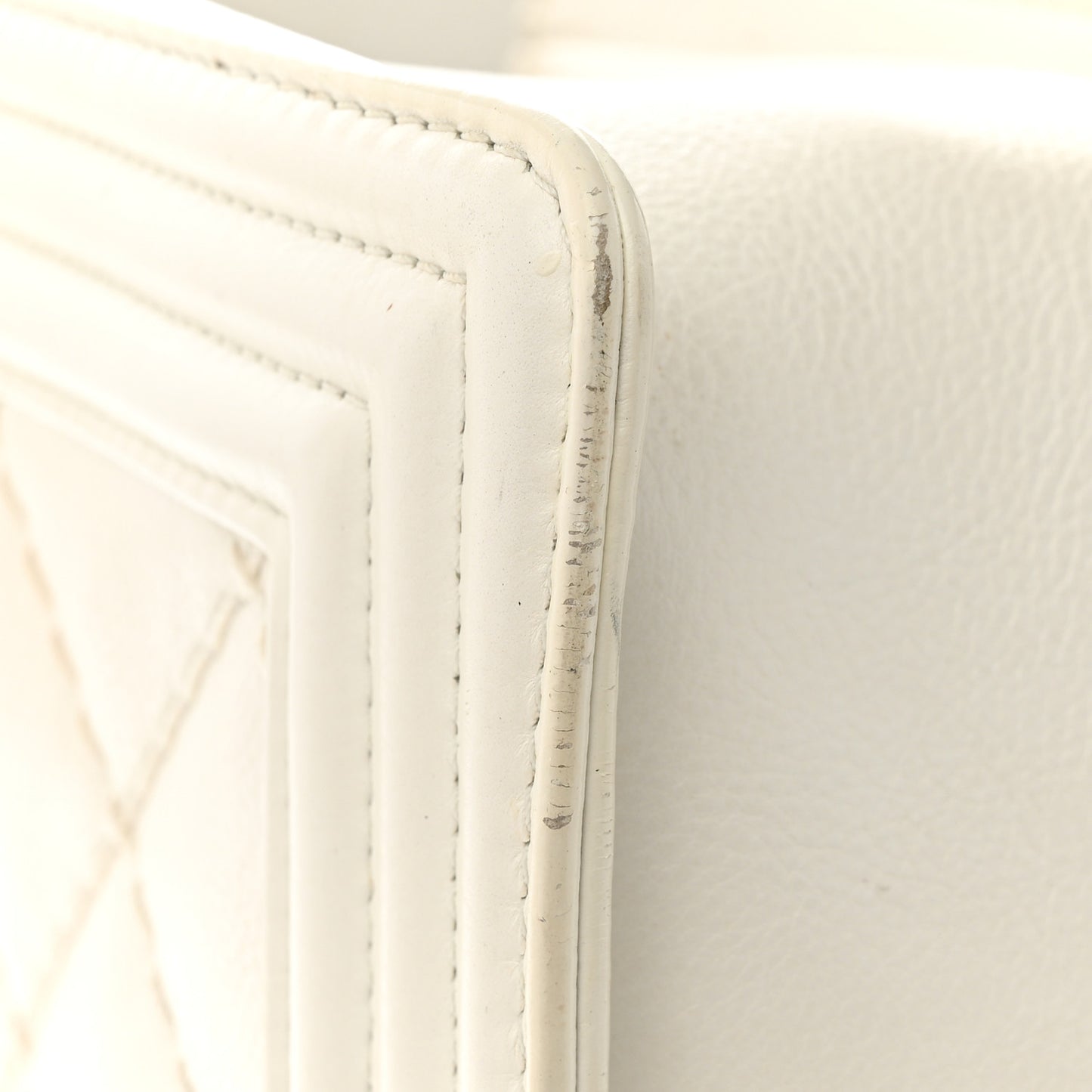 Calfskin Double Stitch Medium Boy Flap White