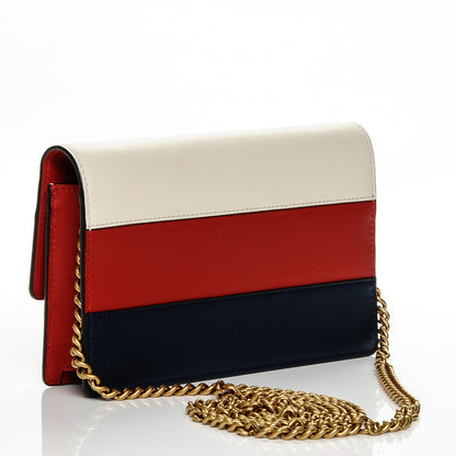 Gucci Calfskin Queen Margaret Chain Wallet Blue Agata Hibiscus Red Mystic White 3 of 6