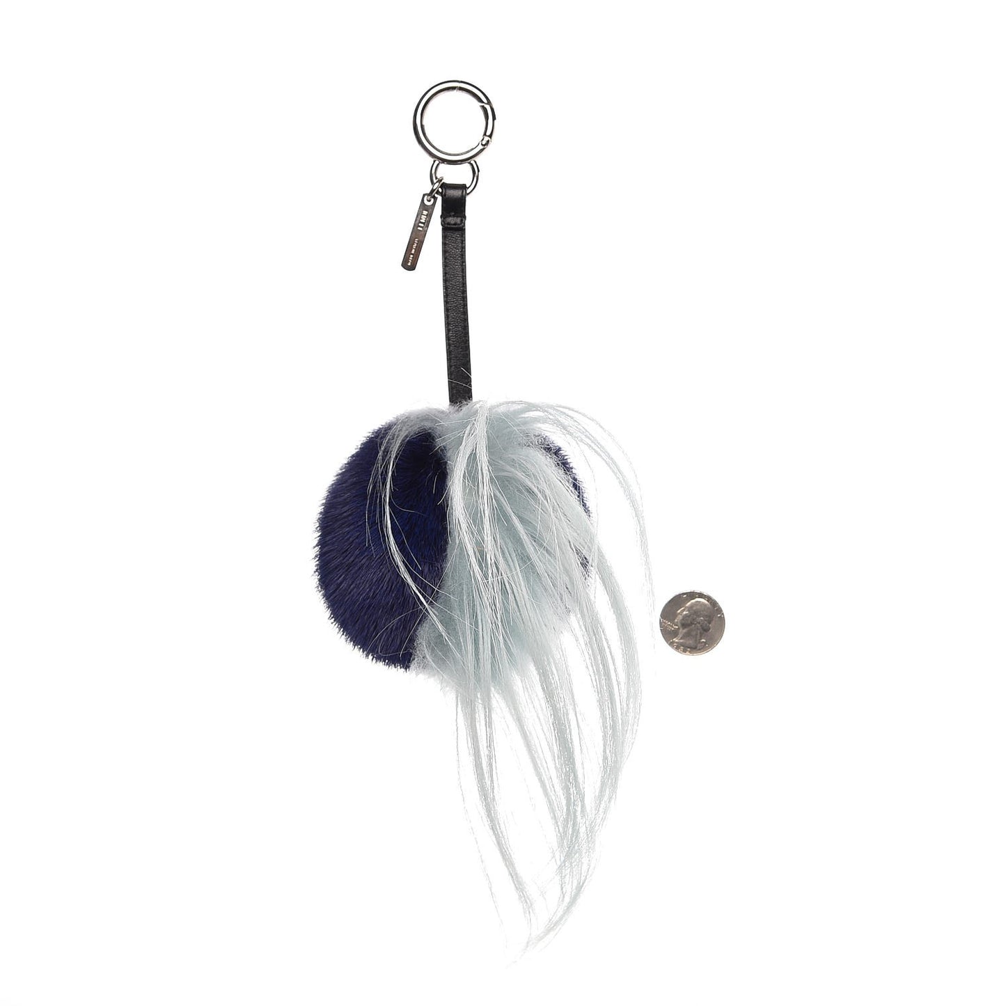 Mink Fox Fur QuTweet Birgami Bag Bug Charm Blue