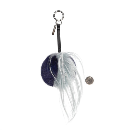 Fendi Mink Fox Fur QuTweet Birgami Bag Bug Charm Blue 2 of 4