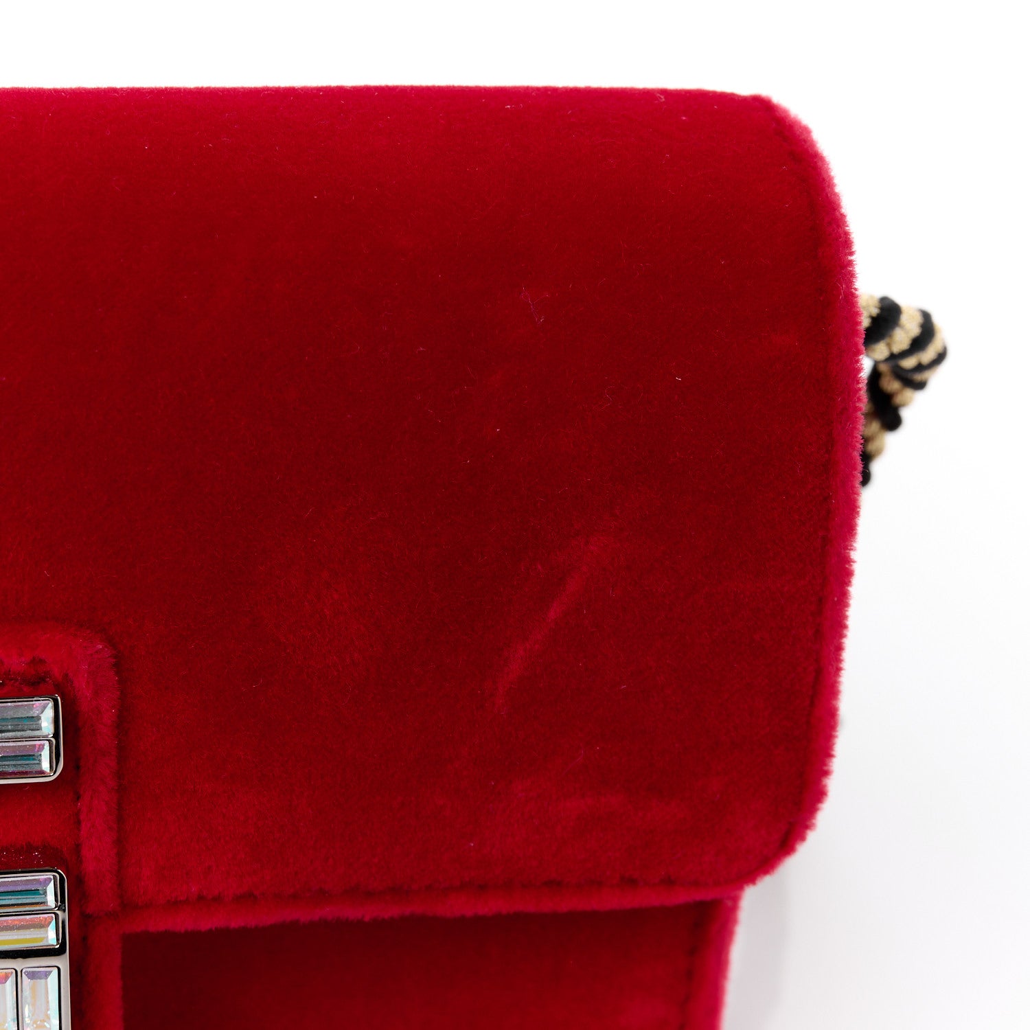 Gucci Velvet Crystal Square G Shoulder Bag Red 12 of 14