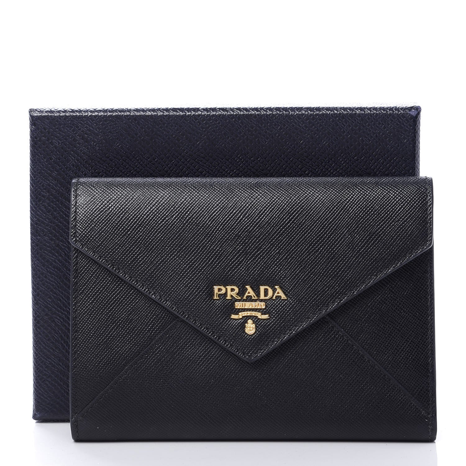Prada Saffiano Compact Envelope Wallet Black 9 of 9