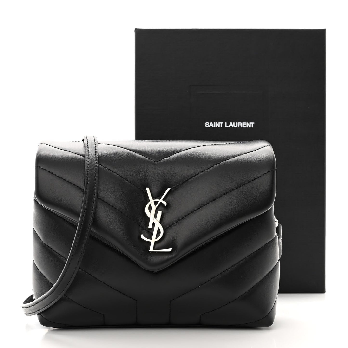 Calfskin Y Quilted Monogram Toy Loulou Crossbody Bag Black