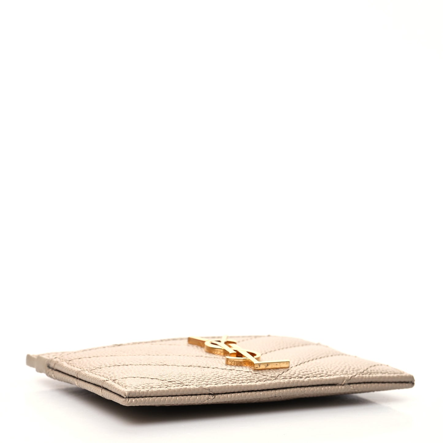 Grain De Poudre Matelasse Chevron Monogram Credit Card Case Dark Beige