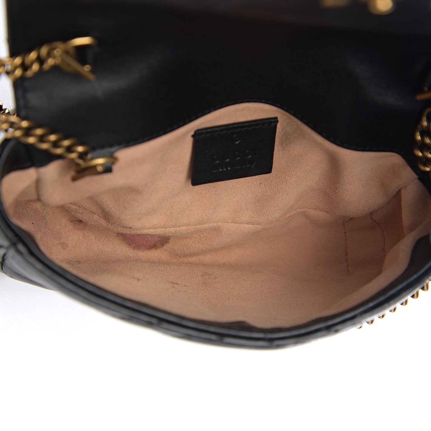 Calfskin Matelasse Super Mini GG Marmont Shoulder Bag Black
