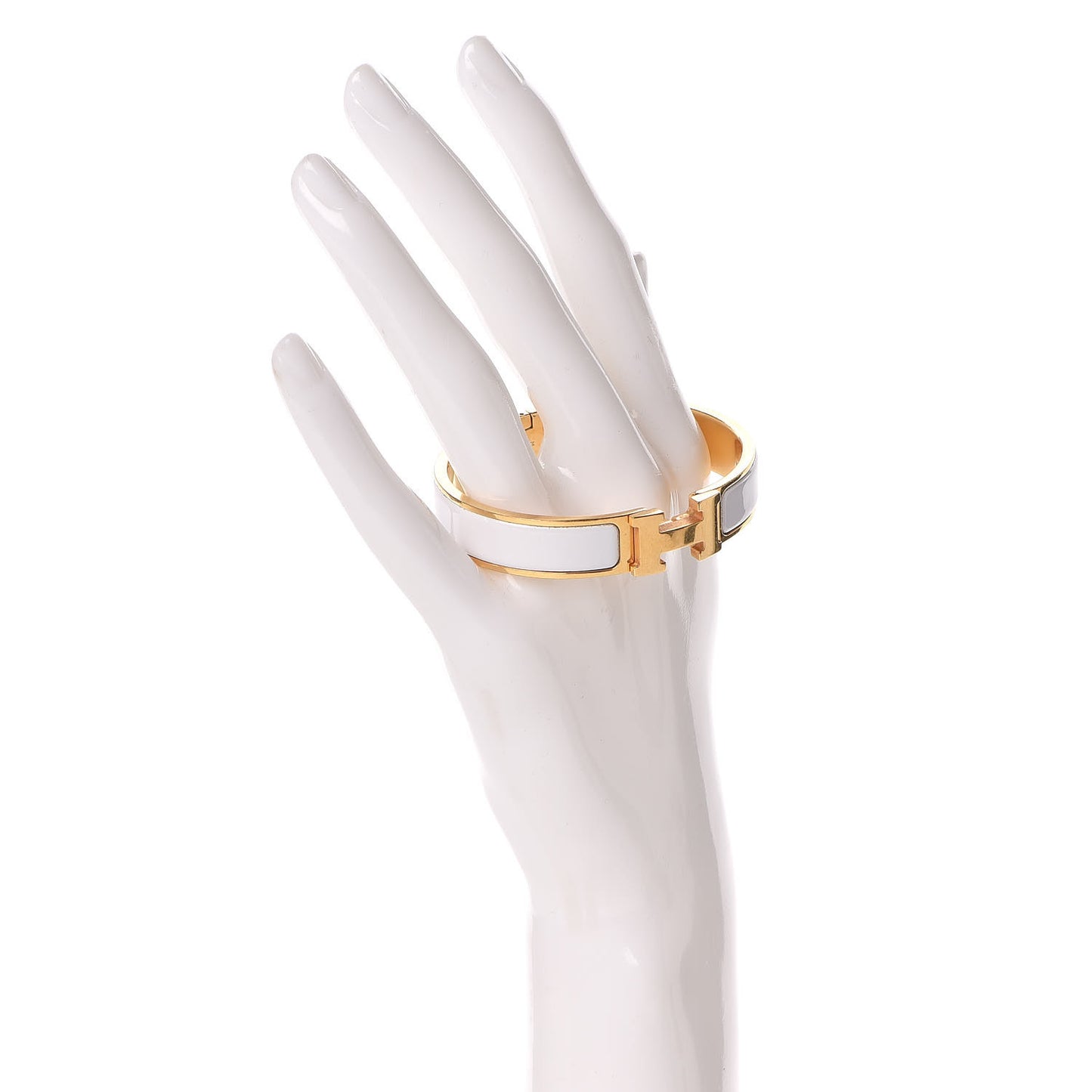 Enamel Narrow Clic Clac H Bracelet PM White