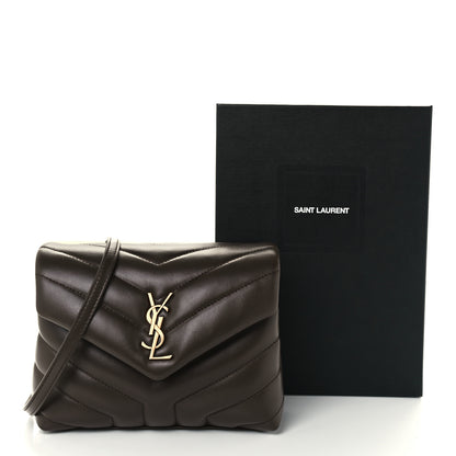 Saint Laurent Calfskin Y Quilted Monogram Toy Loulou Crossbody Bag Earth 12 of 12