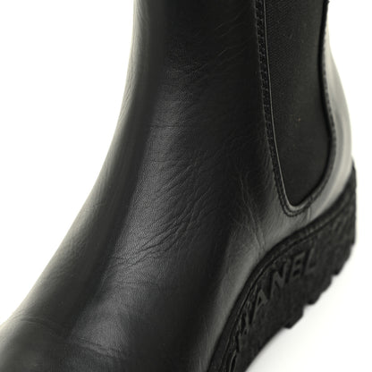 Chanel Calfskin Cap Toe CC Ankle Boots 39 Black 12 of 16