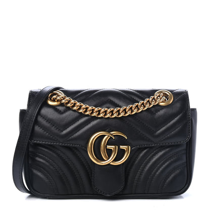 Gucci Calfskin Matelasse Mini GG Marmont Shoulder Bag Black 1 of 4