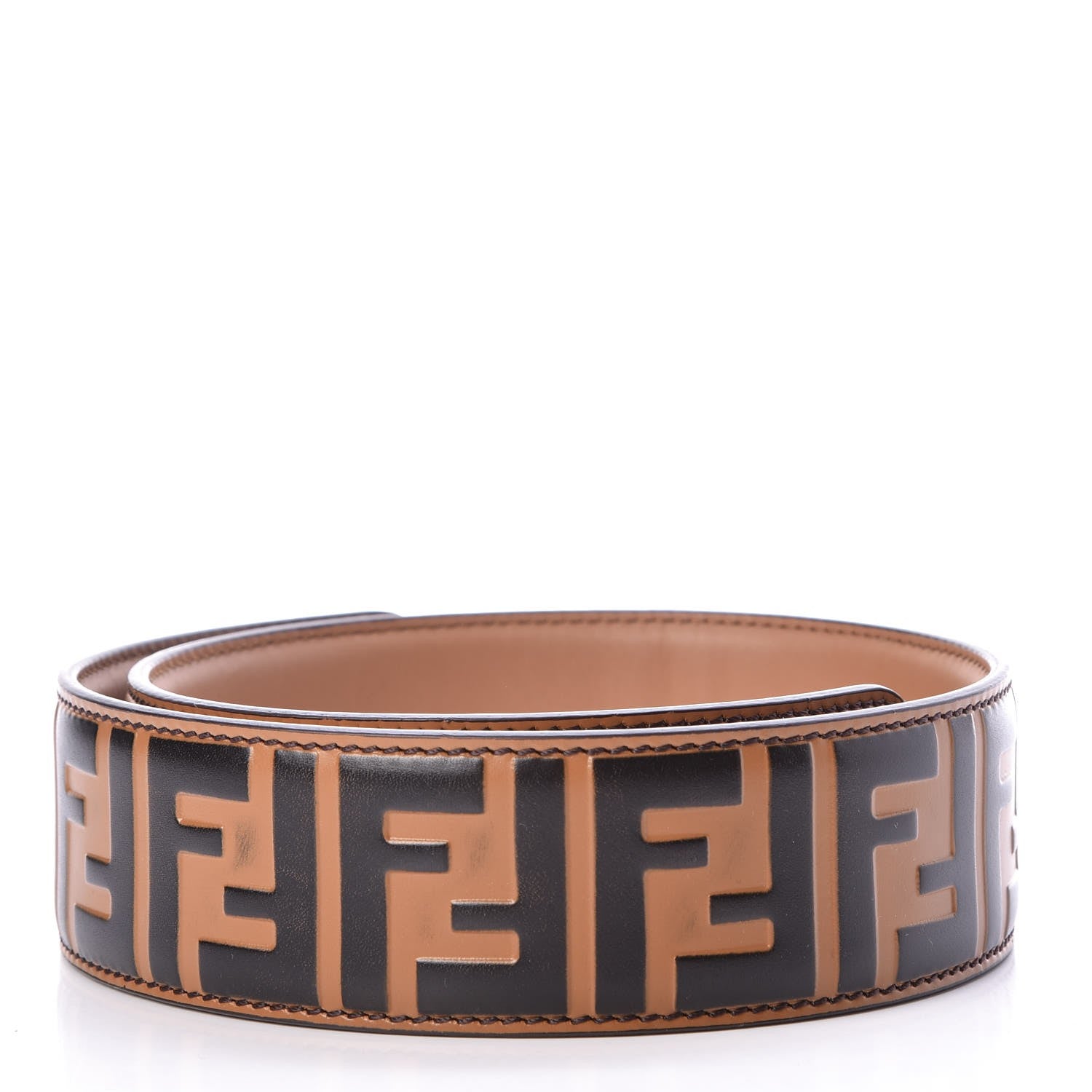 Fendi Calfskin FF 1974 Embossed Strap You Tobacco Black 2 of 7