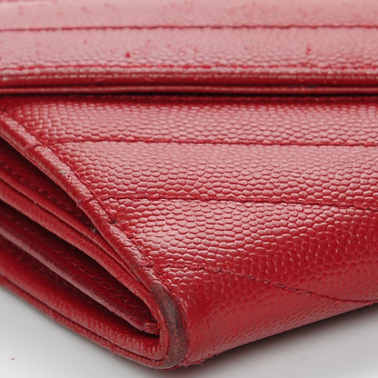 Saint Laurent Grain De Poudre Matelasse Chevron Monogram Wallet Lipstick Red 11 of 12