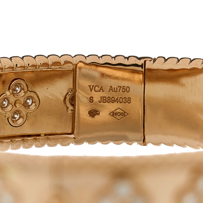 Van Cleef & Arpels 18K Rose Gold Diamond Perlee Clovers Bangle Bracelet S 3 of 4