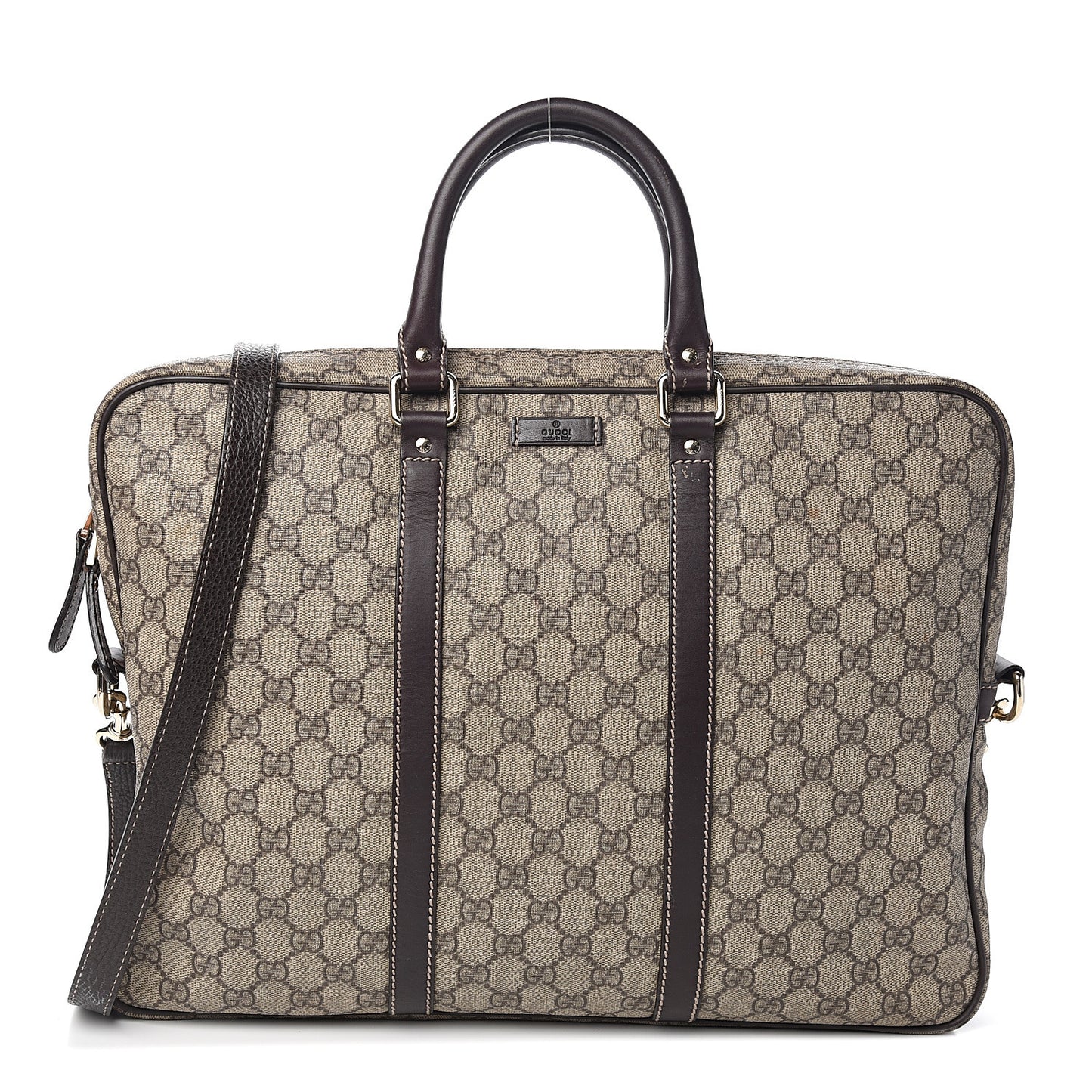 GG Plus Monogram Briefcase Dark Brown
