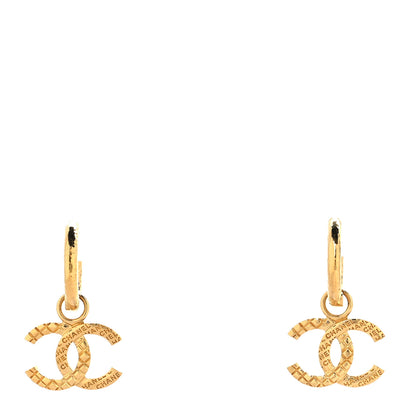 Chanel Quilted CC Logo Hoop Earrings Gold 1 of 8