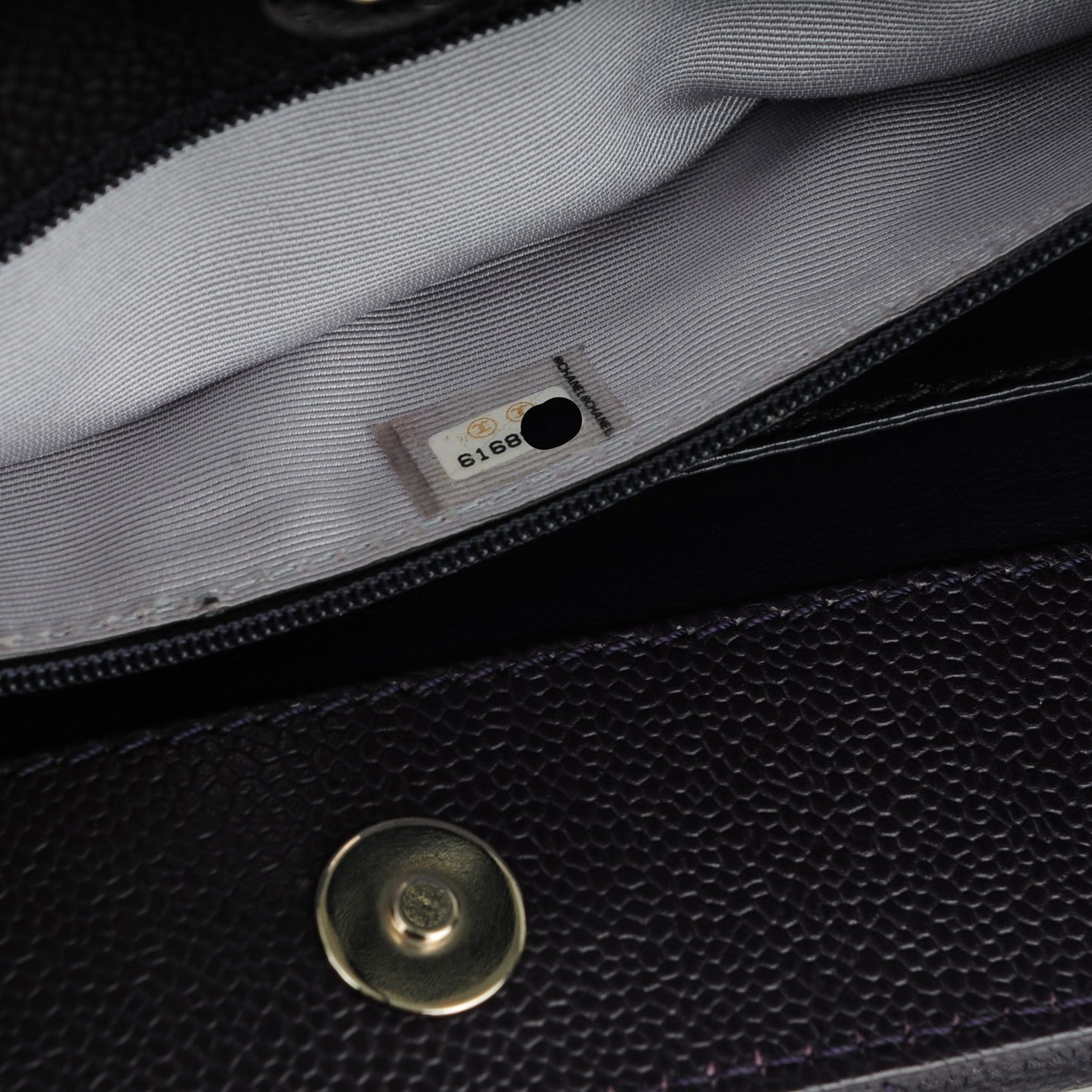 Caviar Quilted Flap Shoulder Bag Purple