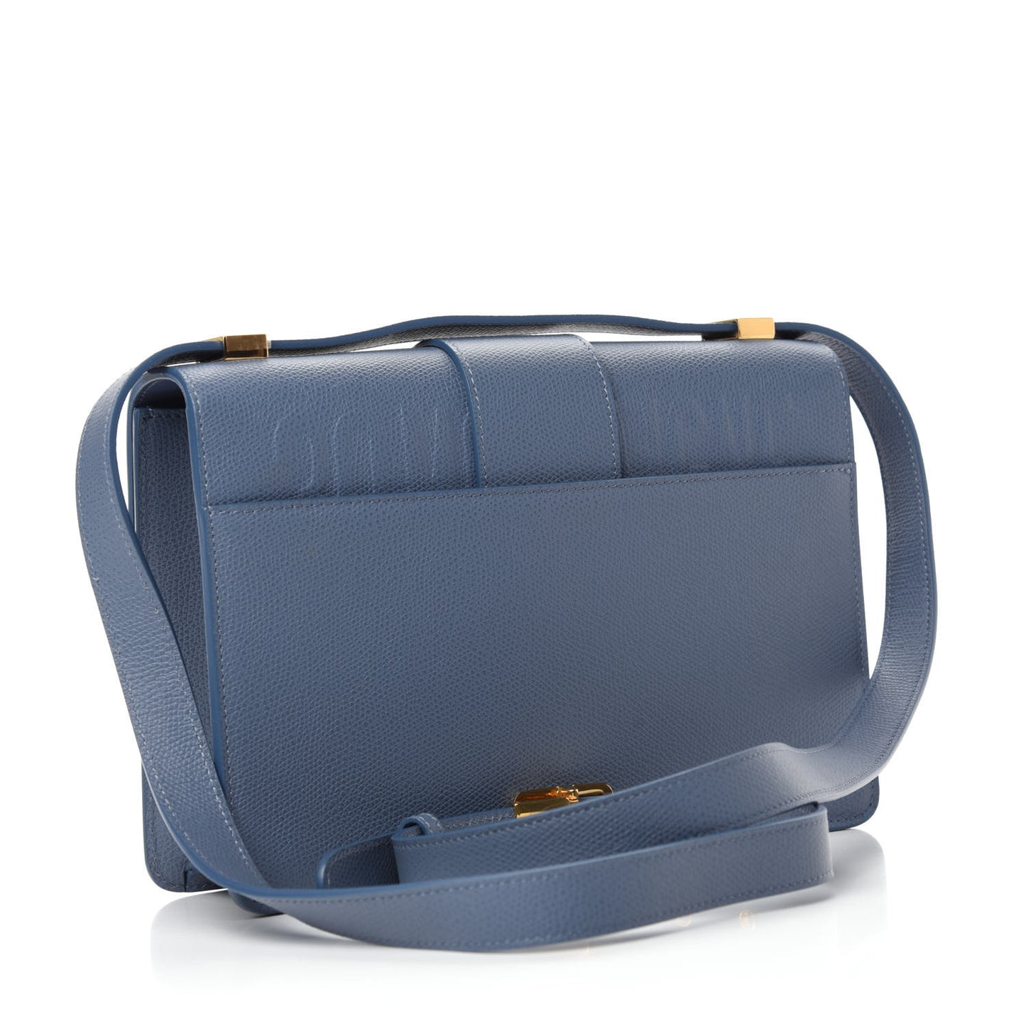 Grained Calfskin 30 Montaigne Flap Bag Blue