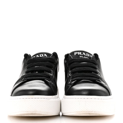 Prada Vitello Soft Logo Low Top 45mm Sneakers 36.5 Black White 3 of 11