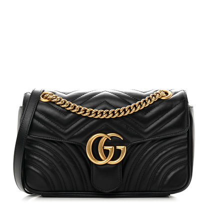 Gucci Calfskin Matelasse Small GG Marmont Shoulder Bag Black 1 of 10