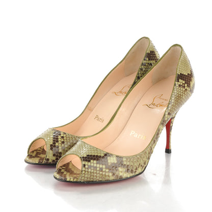 Christian Louboutin Python Yoyo 85 Peep Toe Pumps 36 Green 3 of 6