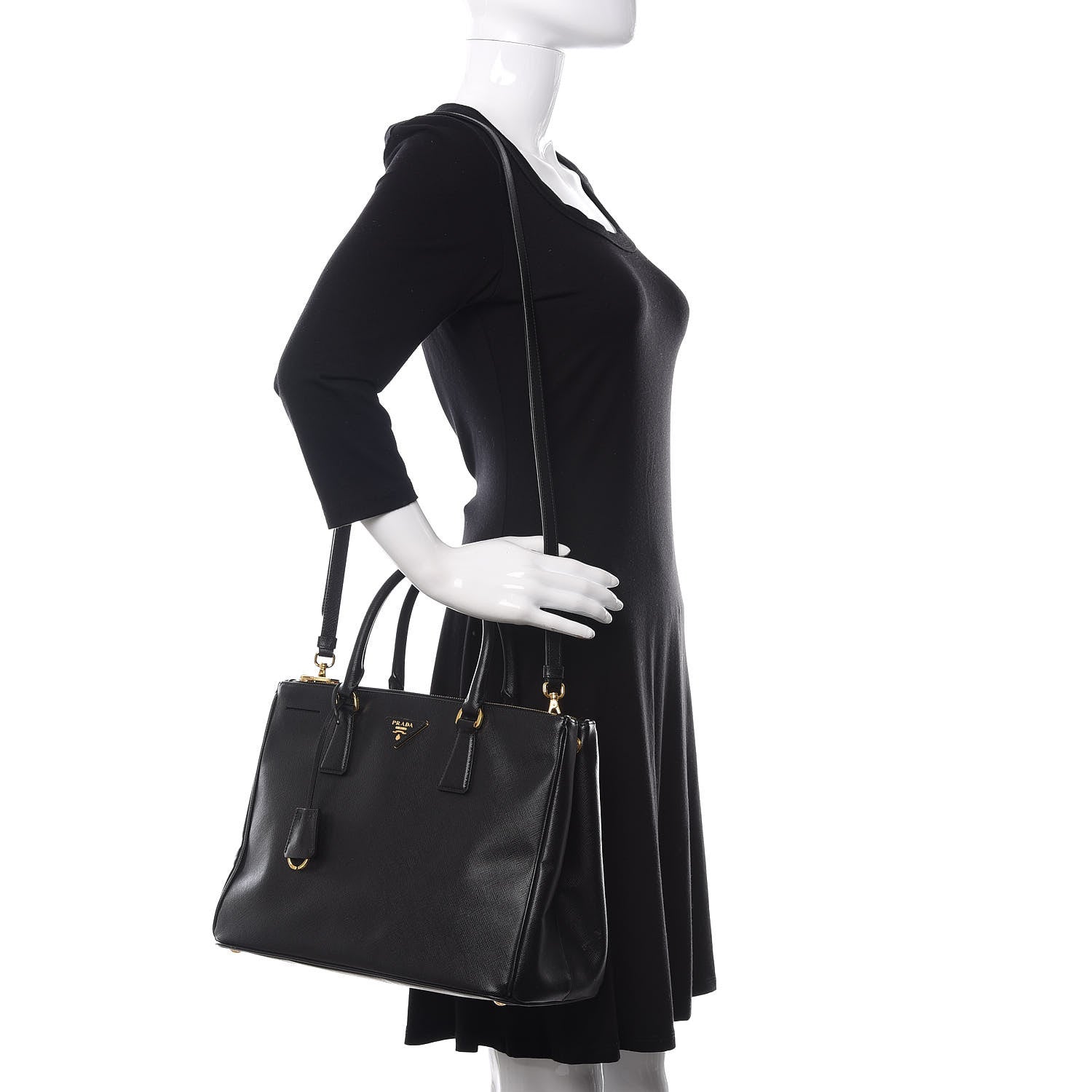 Prada Saffiano Medium Galleria Double Zip Tote Black 2 of 9