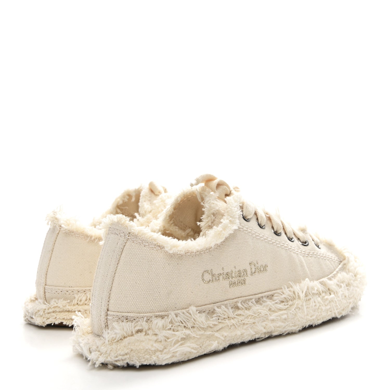 Christian Dior Frayed Canvas Embroidered Logo D-Blaze Sneakers 37 Ecru 5 of 10