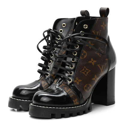 Louis Vuitton Patent Calfskin Monogram Star Trail Ankle Boots 38 Black 3 of 10