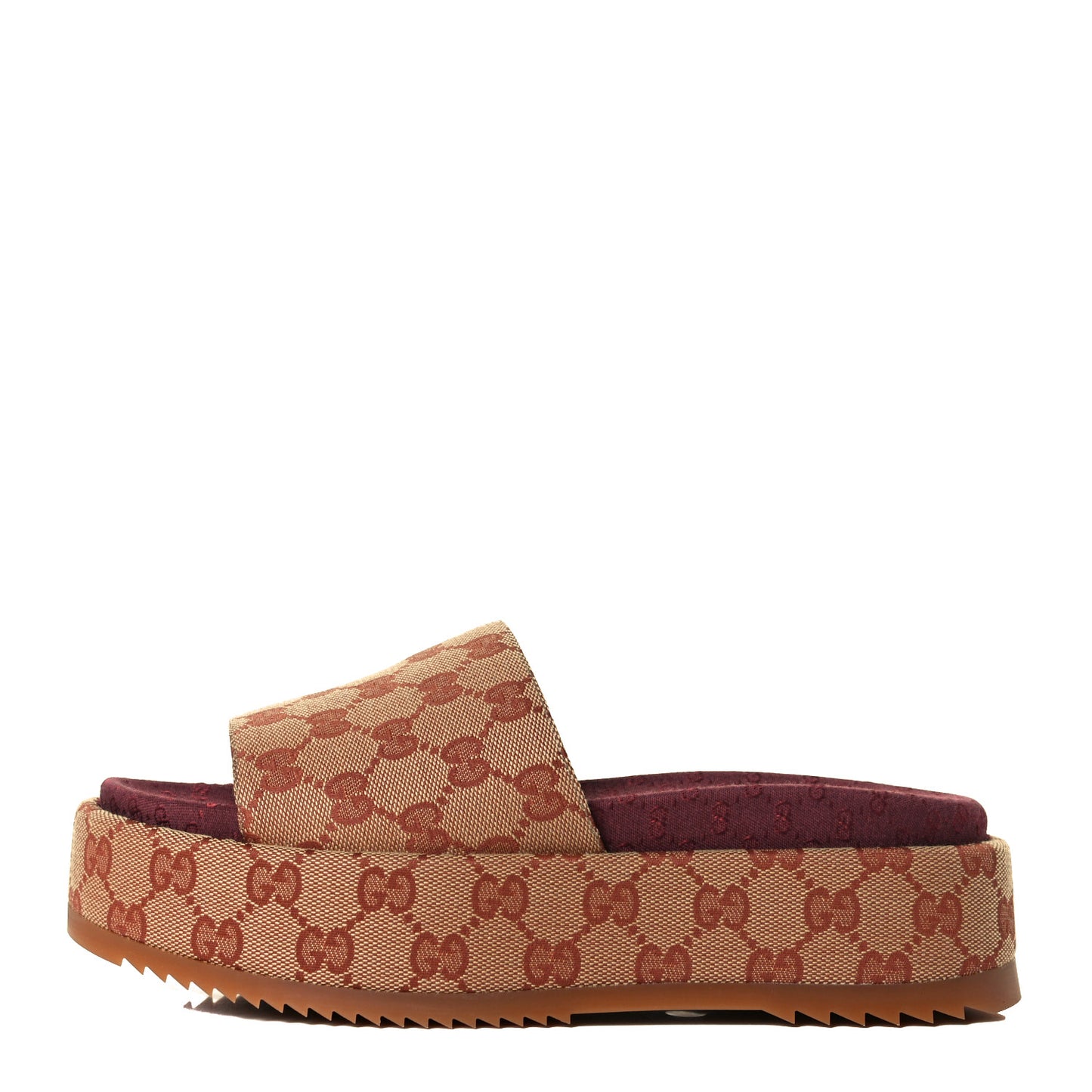 Canvas GG Monogram Angelina Platform Slide Sandals 38.5 Beige Ruggine