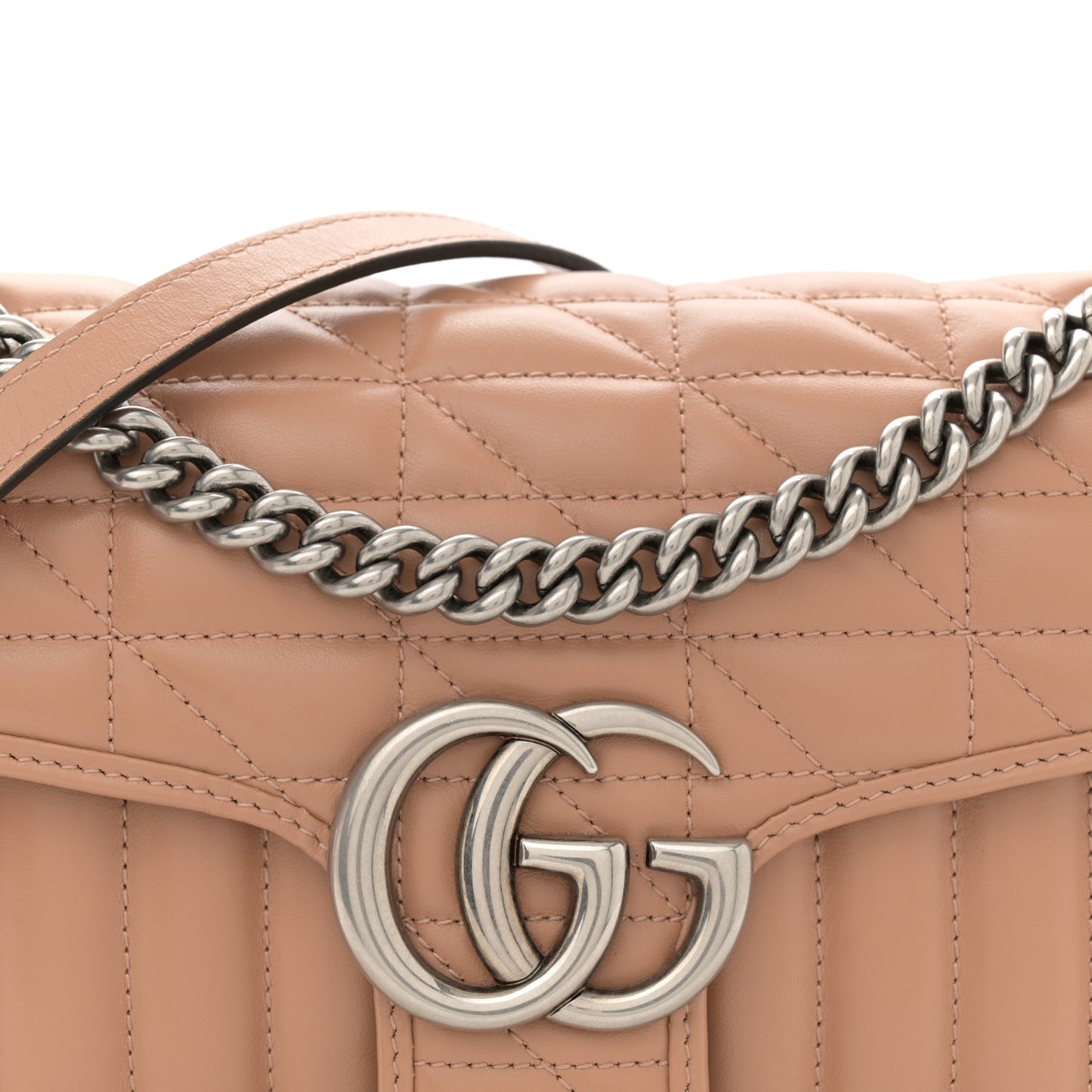 Calfskin Matelasse Aria Small GG Marmont Shoulder Bag Camelia