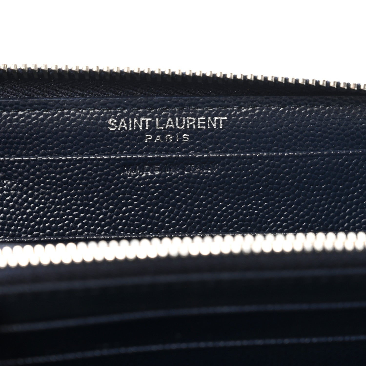 Saint Laurent Grain De Poudre Matelasse Chevron Monogram Small Zip Around Wallet Deep Marine 6 of 7