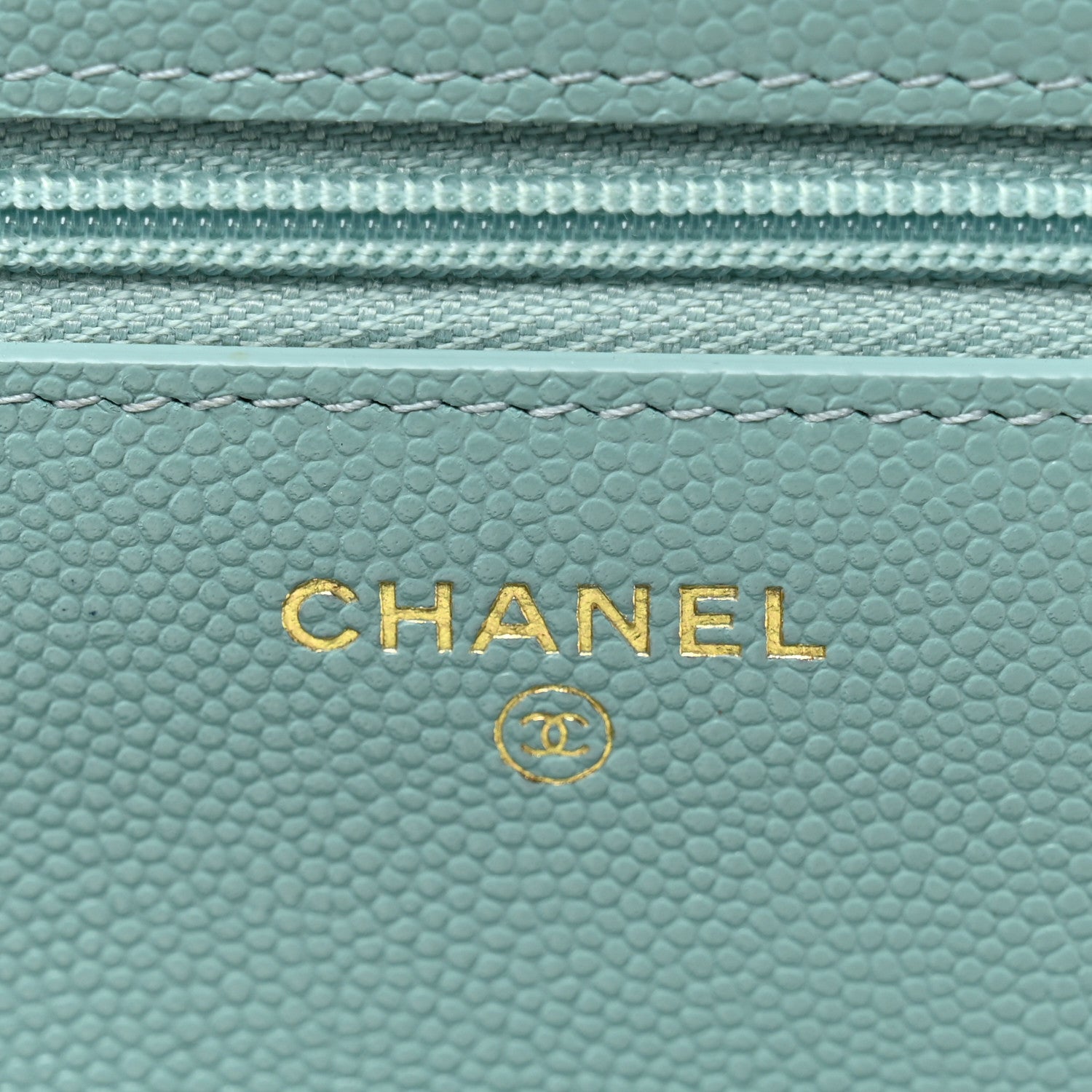 Chanel Caviar Quilted Wallet on Chain WOC Light Blue 6 of 12