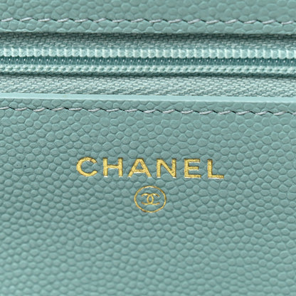 Chanel Caviar Quilted Wallet on Chain WOC Light Blue 6 of 12