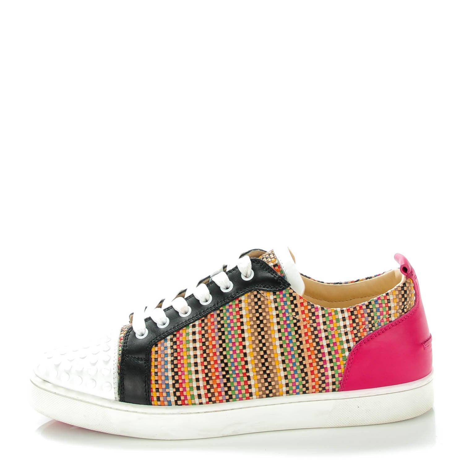 Christian Louboutin Woven Calfskin Louis Spikes Flat Sneakers 45 Multi 1 of 8