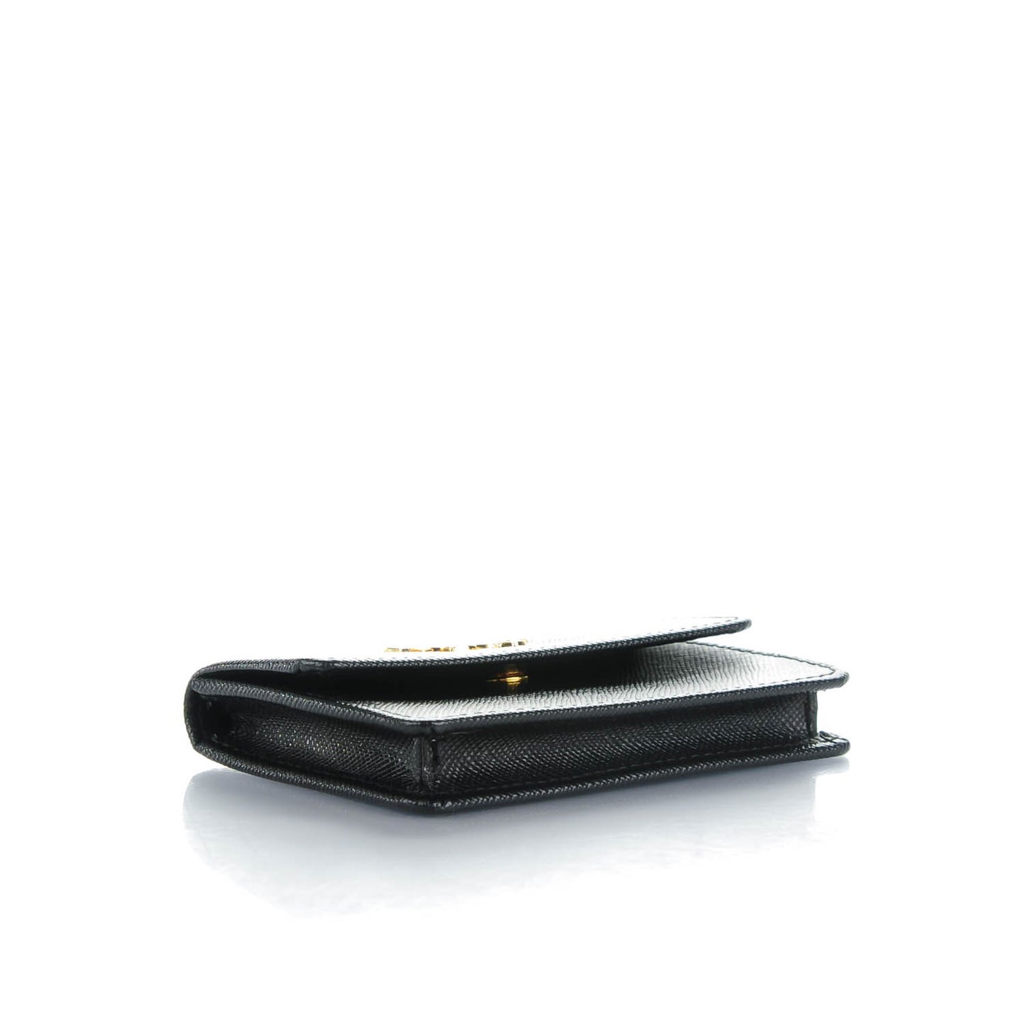 Saffiano Metal Flap Card Holder Black