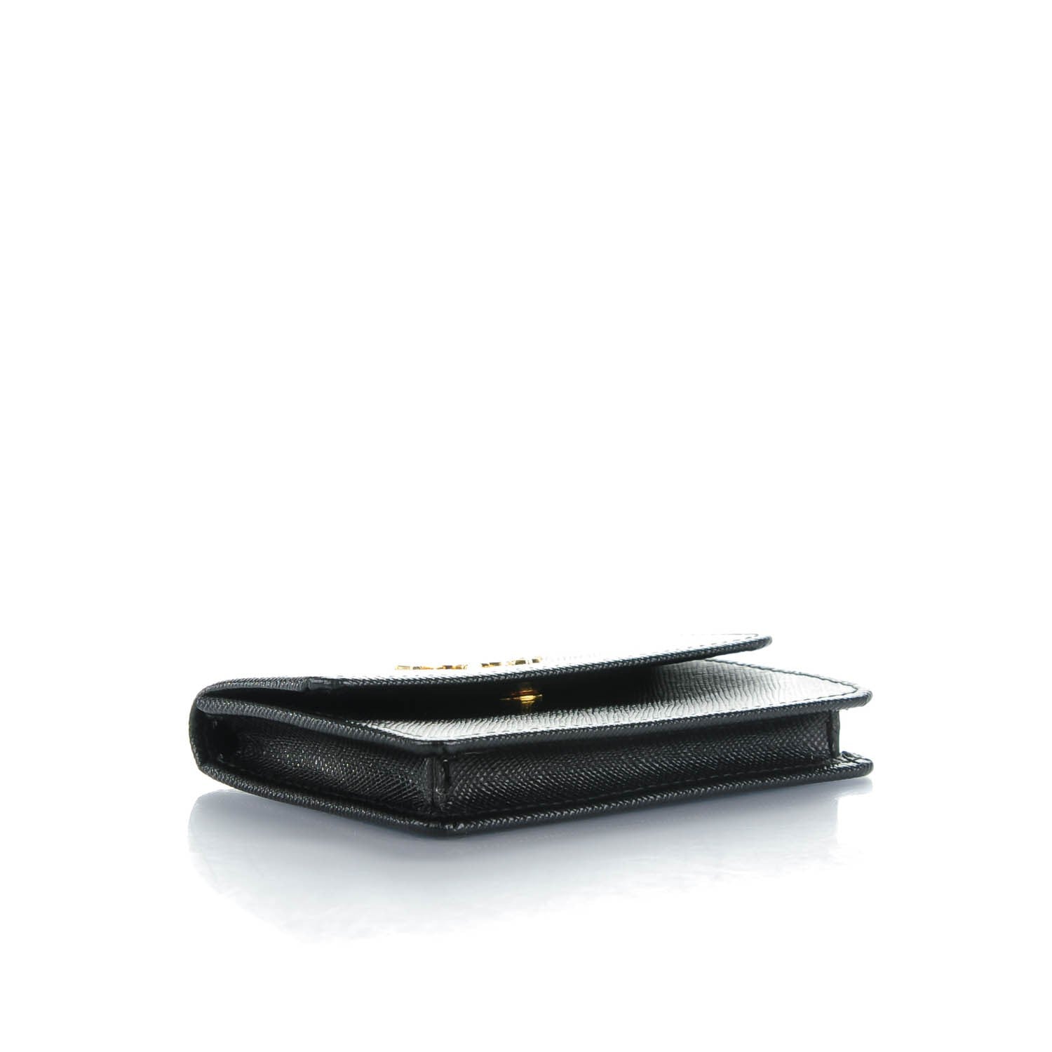 Prada Saffiano Metal Flap Card Holder Black 4 of 7