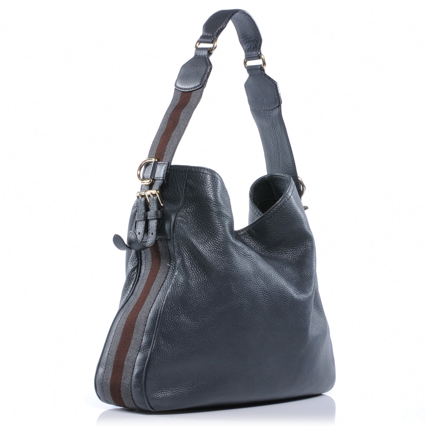 Leather Heritage Medium Shoulder Bag Charcoal grey