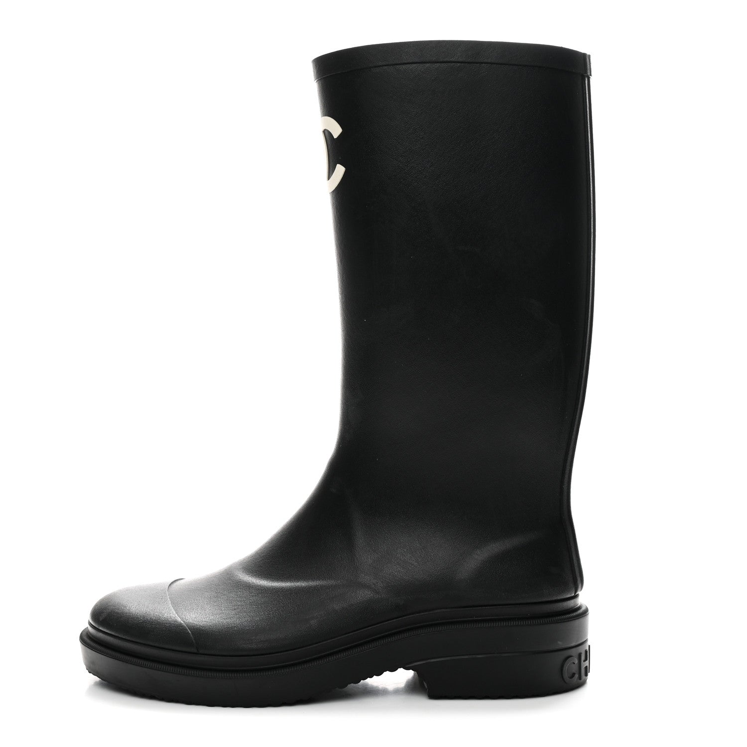 Chanel Caoutchouk CC High Boots 36 Black 1 of 10
