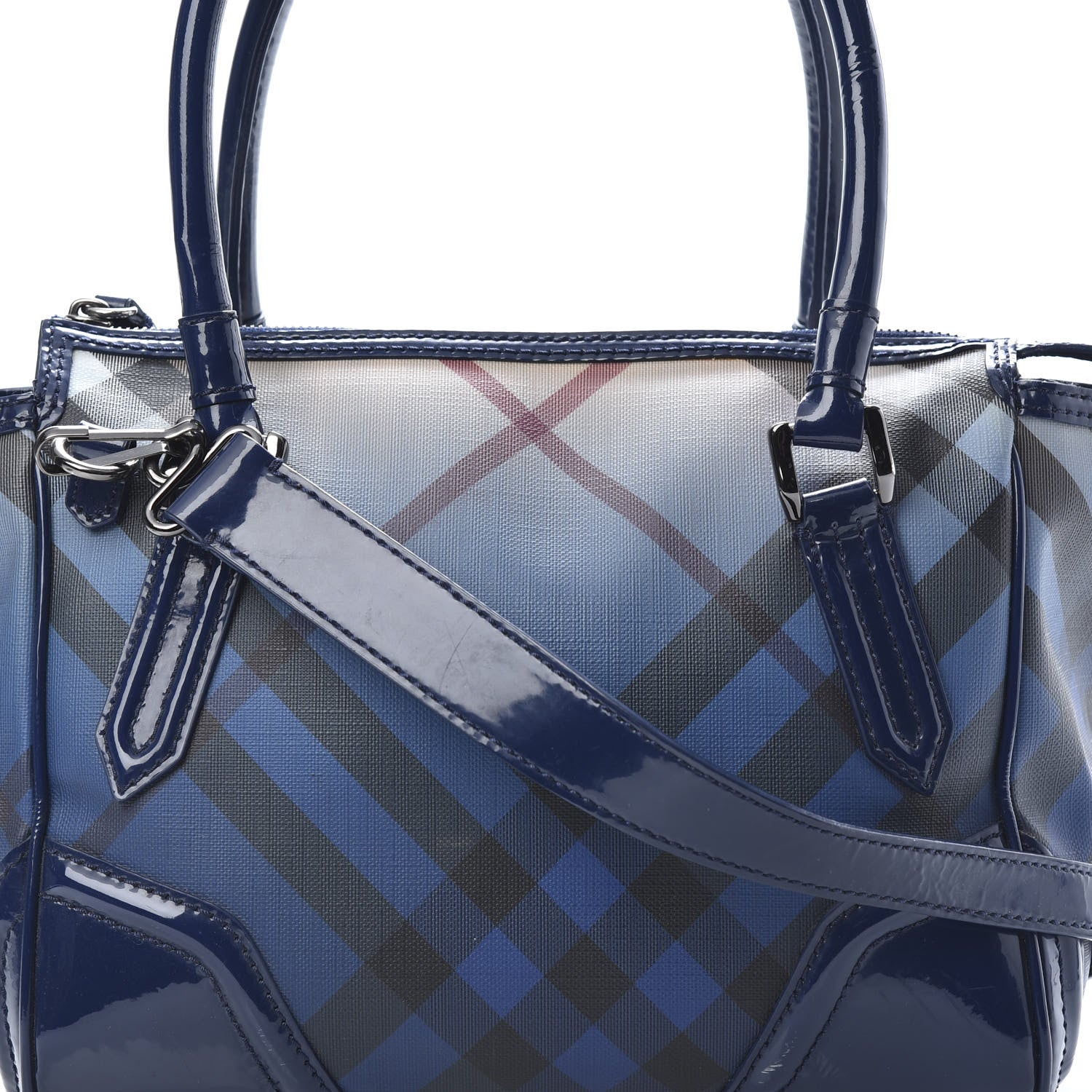 Burberry Patent Nova Pop Degrade Top Handle Bag Jet Blue 9 of 12