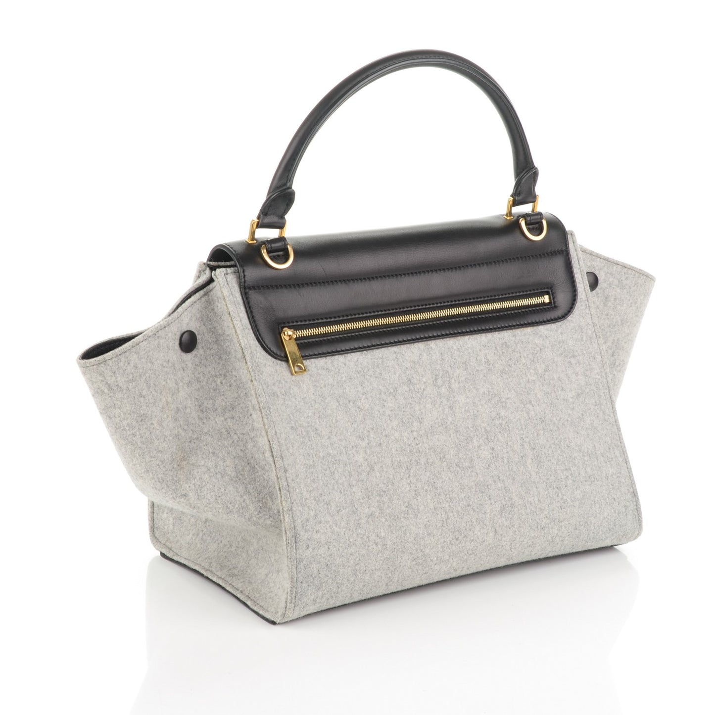 Felt Smooth Calfskin Medium Trapeze Pearl Grey