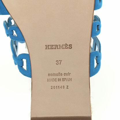Hermes Suede Goatskin Ancone Espadrille Sandals 37 Bleu Vif 7 of 9