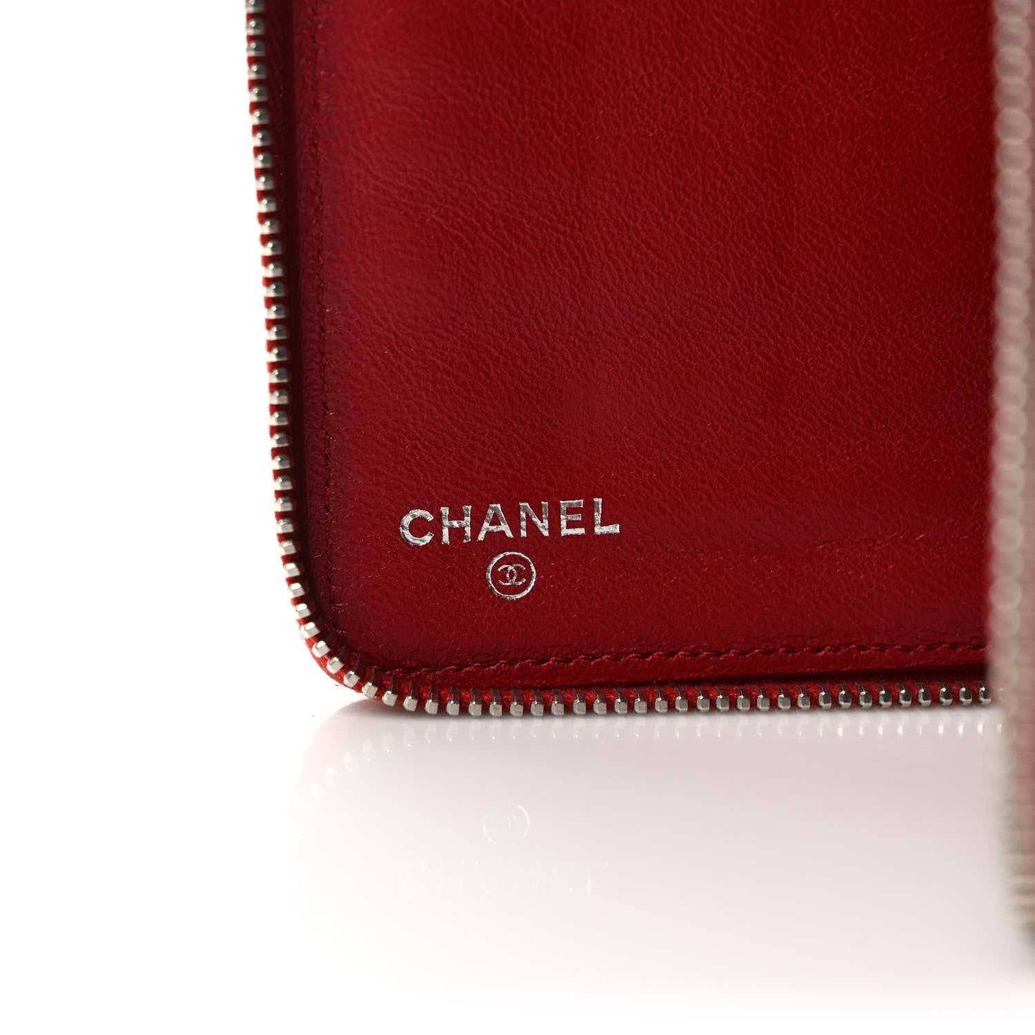 Chanel Lambskin Quilted Large Zip Around Organizer Wallet Red 6 of 10