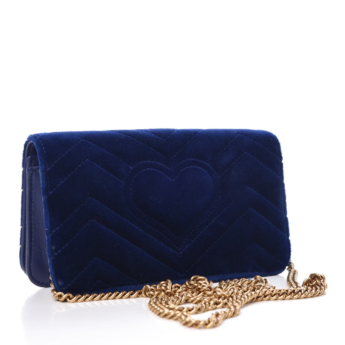 Velvet Matelasse GG Marmont Mini Bag Cobalt Blue